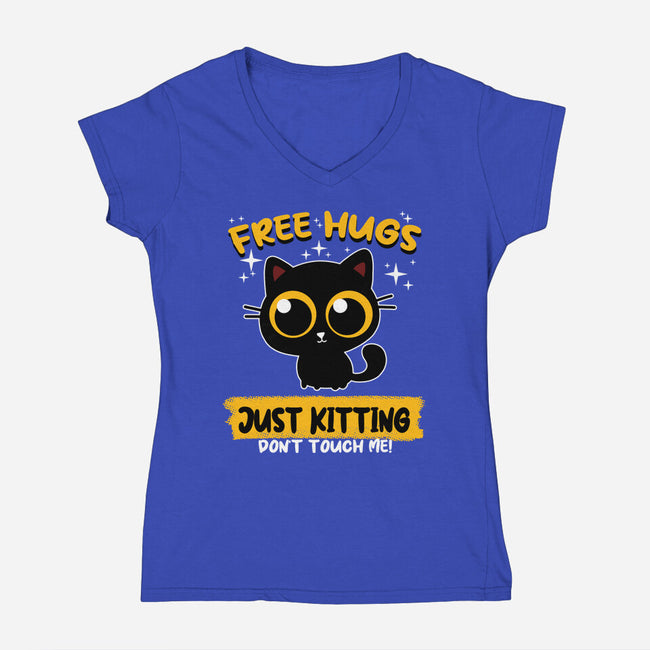 Free Hugs Just Kitting-womens v-neck tee-erion_designs
