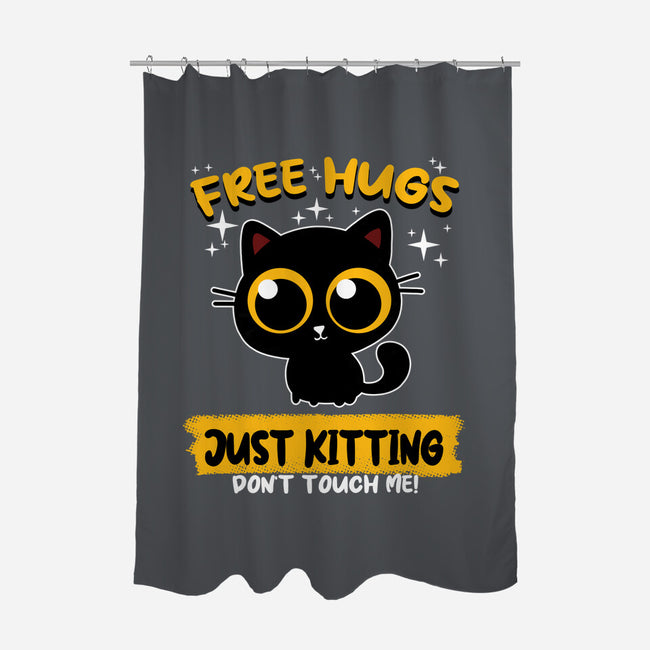 Free Hugs Just Kitting-none polyester shower curtain-erion_designs