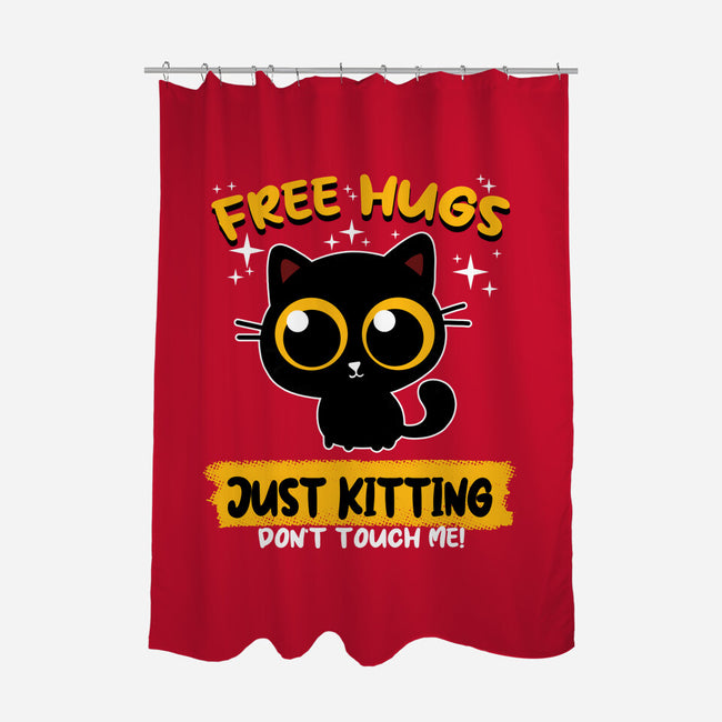 Free Hugs Just Kitting-none polyester shower curtain-erion_designs