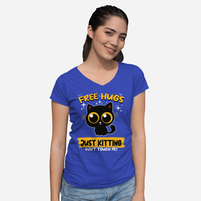 Free Hugs Just Kitting-womens v-neck tee-erion_designs