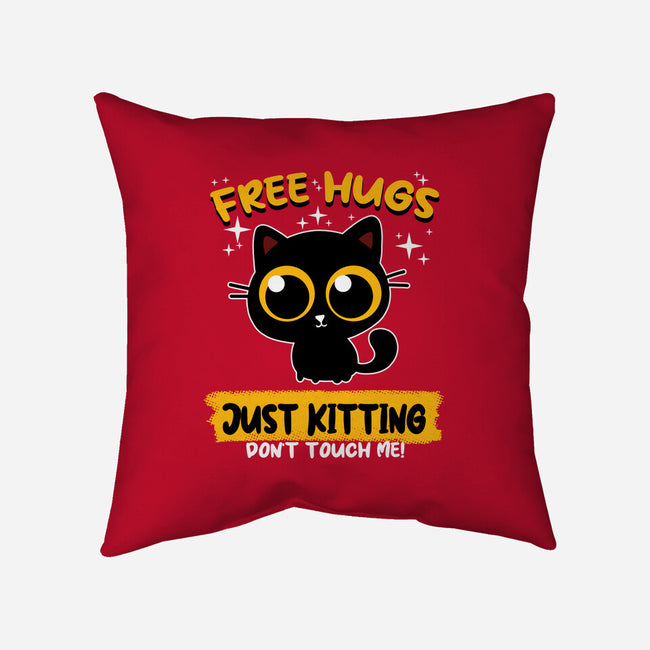 Free Hugs Just Kitting-none removable cover w insert throw pillow-erion_designs
