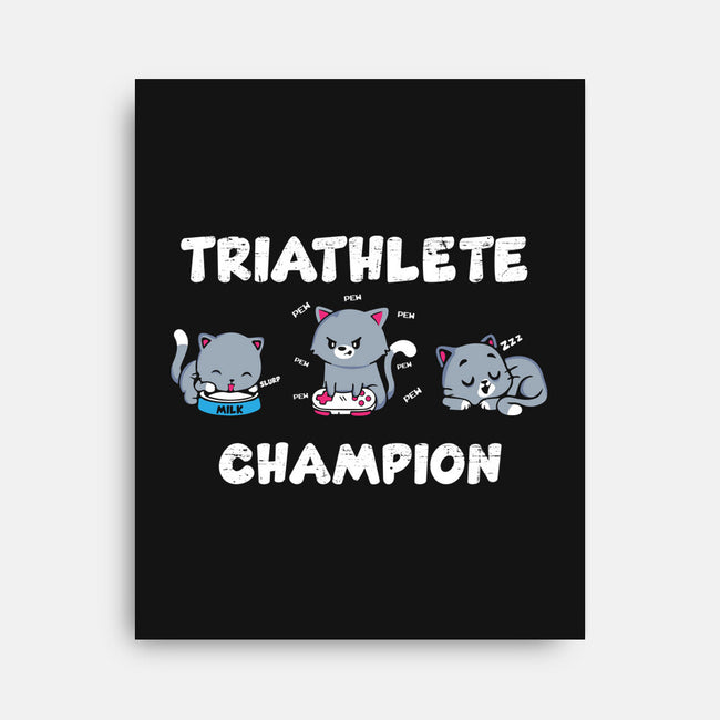 Triathlete Champion-none stretched canvas-turborat14