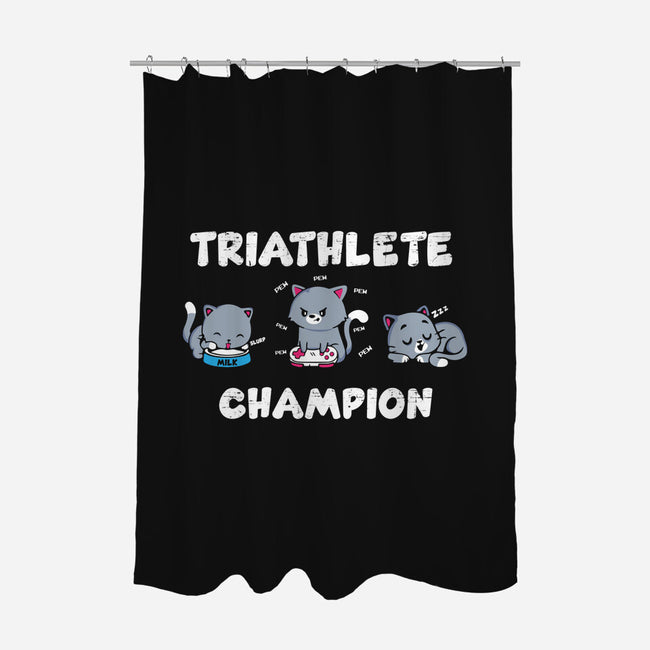 Triathlete Champion-none polyester shower curtain-turborat14