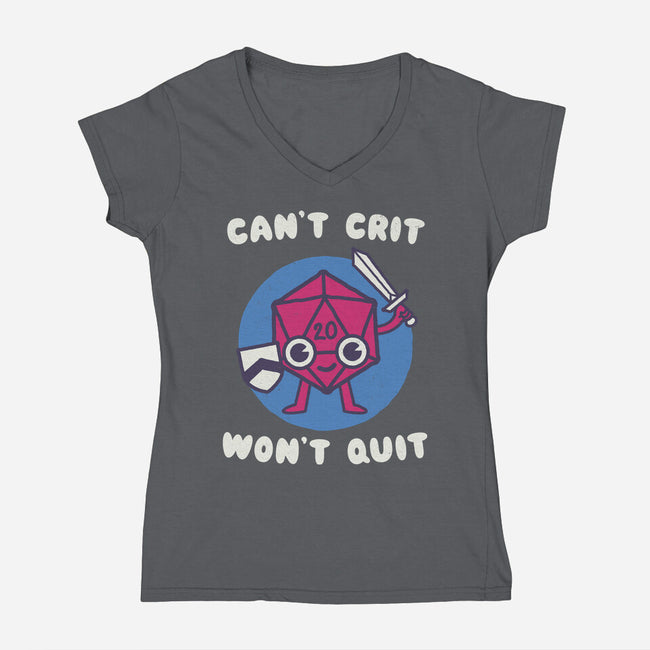 Can't Crit Won't Crit-womens v-neck tee-Weird & Punderful