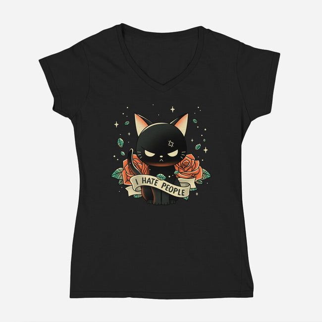 Not Into People-womens v-neck tee-retrodivision