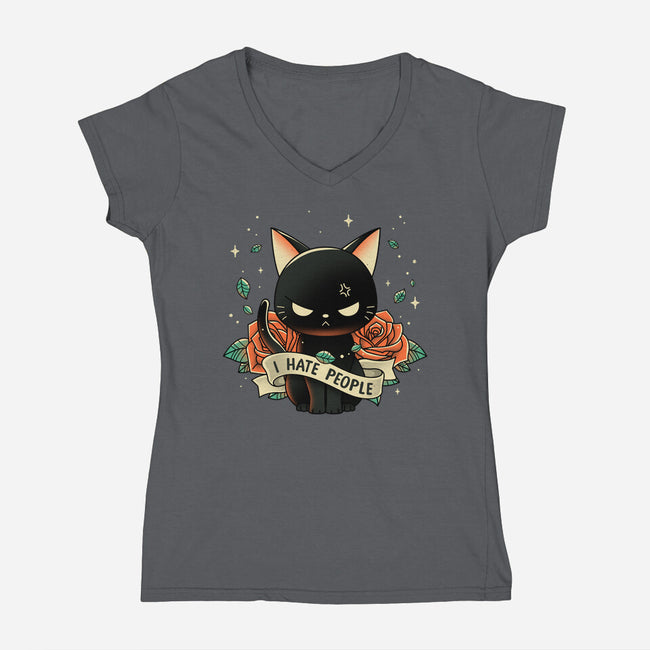 Not Into People-womens v-neck tee-retrodivision