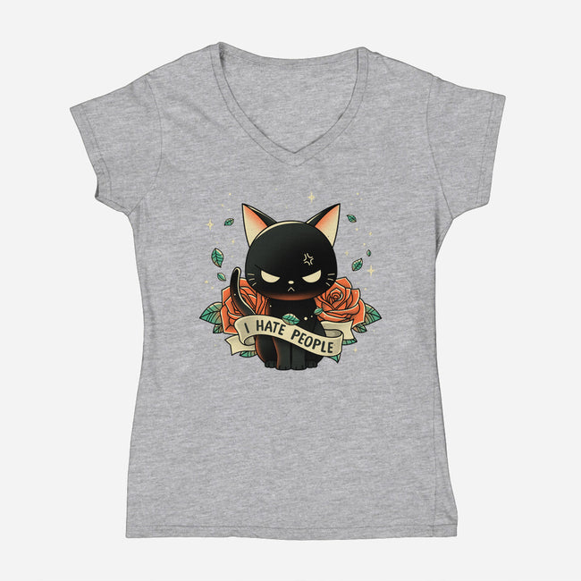 Not Into People-womens v-neck tee-retrodivision
