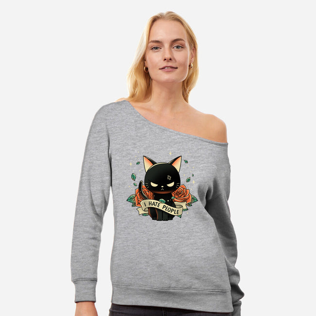 Not Into People-womens off shoulder sweatshirt-retrodivision