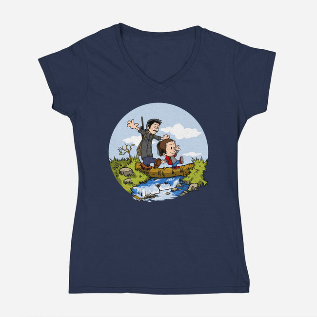 Joel And Ellie Adventure-womens v-neck tee-joerawks