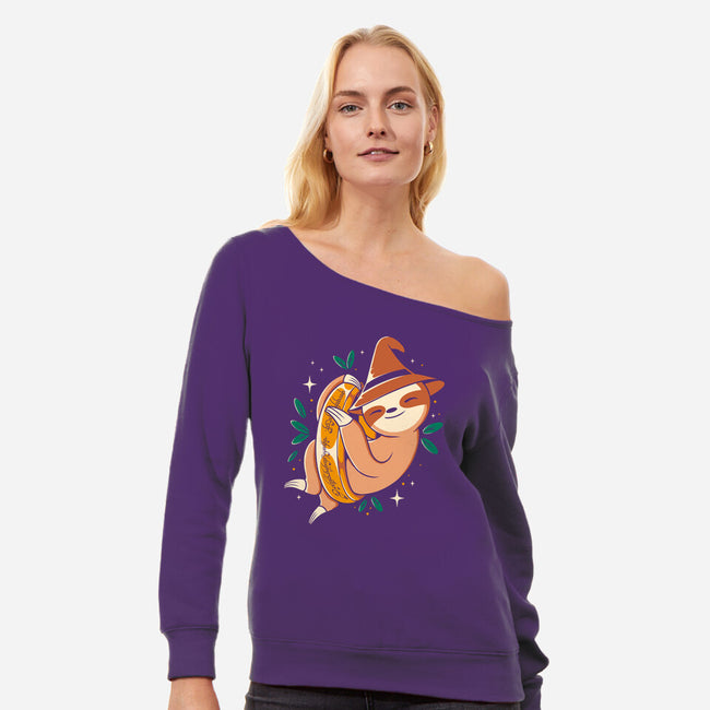 The Sloth Of The Rings-womens off shoulder sweatshirt-Eoli Studio