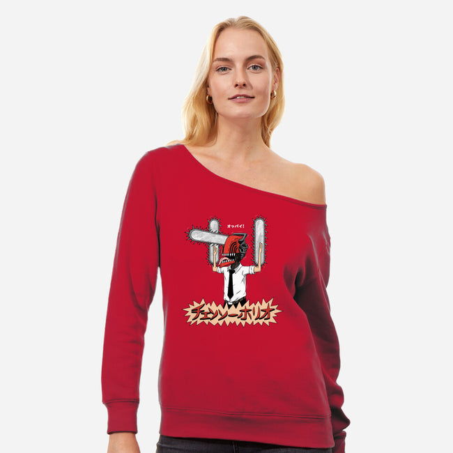 Chainsawholio-womens off shoulder sweatshirt-pigboom