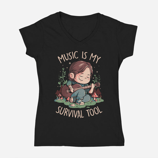 Music Is My Survival Tool-womens v-neck tee-eduely