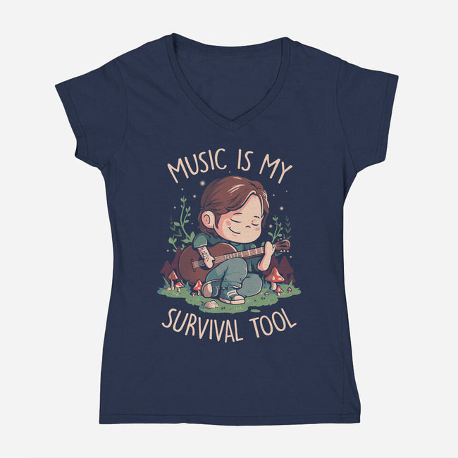 Music Is My Survival Tool-womens v-neck tee-eduely