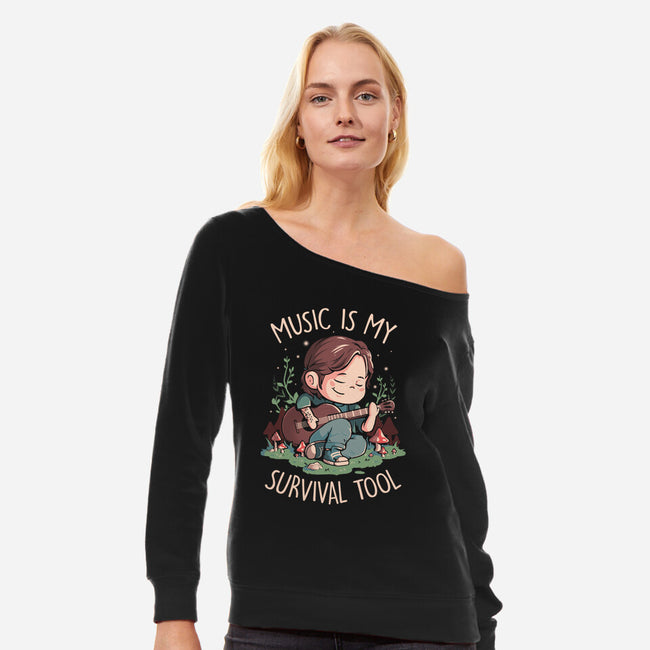 Music Is My Survival Tool-womens off shoulder sweatshirt-eduely