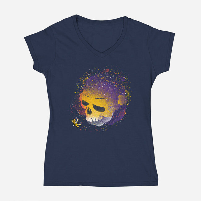 Skull Galaxy-womens v-neck tee-tobefonseca