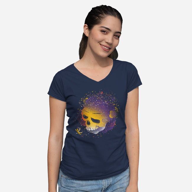 Skull Galaxy-womens v-neck tee-tobefonseca
