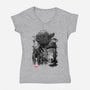 The Master In The Swamp Sumi-e-womens v-neck tee-DrMonekers