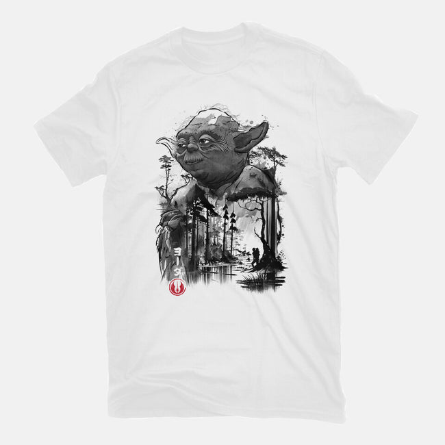 The Master In The Swamp Sumi-e-womens fitted tee-DrMonekers