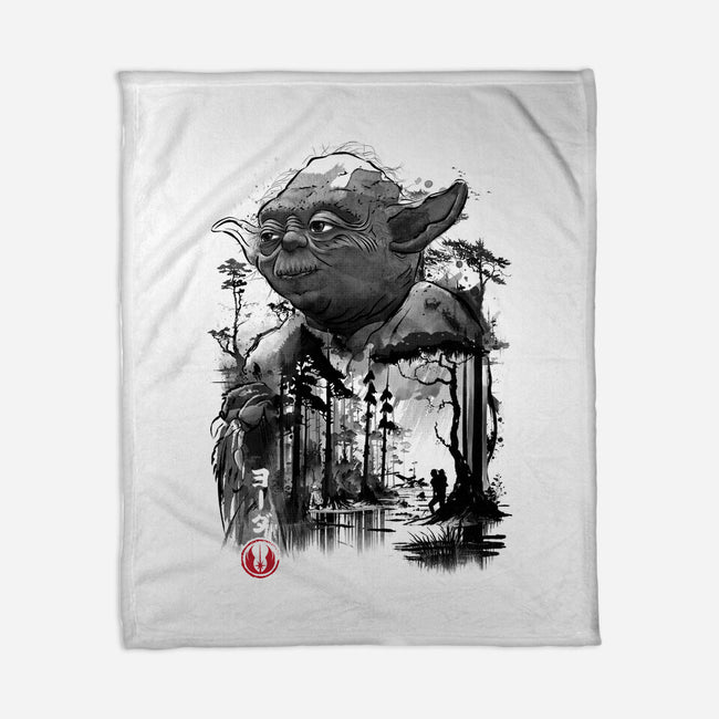 The Master In The Swamp Sumi-e-none fleece blanket-DrMonekers