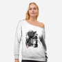 The Master In The Swamp Sumi-e-womens off shoulder sweatshirt-DrMonekers