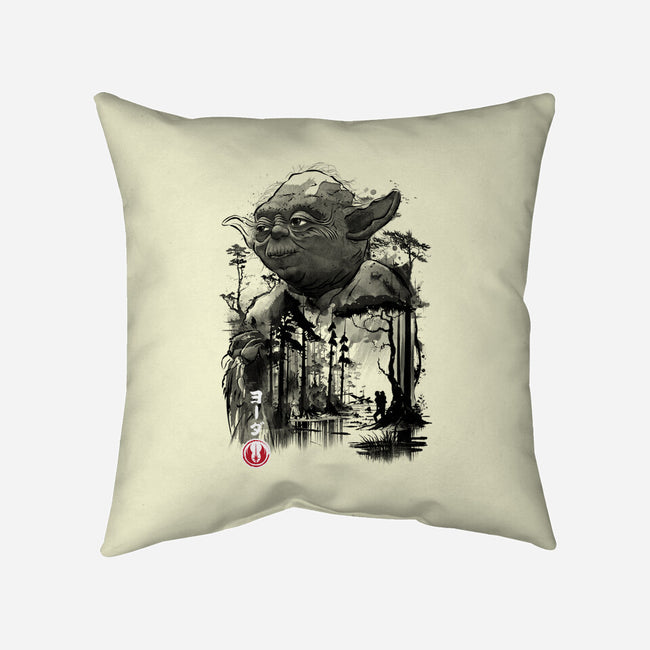 The Master In The Swamp Sumi-e-none removable cover w insert throw pillow-DrMonekers