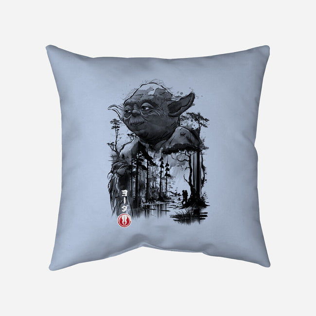 The Master In The Swamp Sumi-e-none removable cover throw pillow-DrMonekers