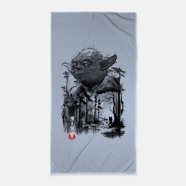 The Master In The Swamp Sumi-e-none beach towel-DrMonekers