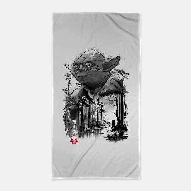 The Master In The Swamp Sumi-e-none beach towel-DrMonekers