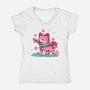 Spring Time Shiba-womens v-neck tee-TechraNova