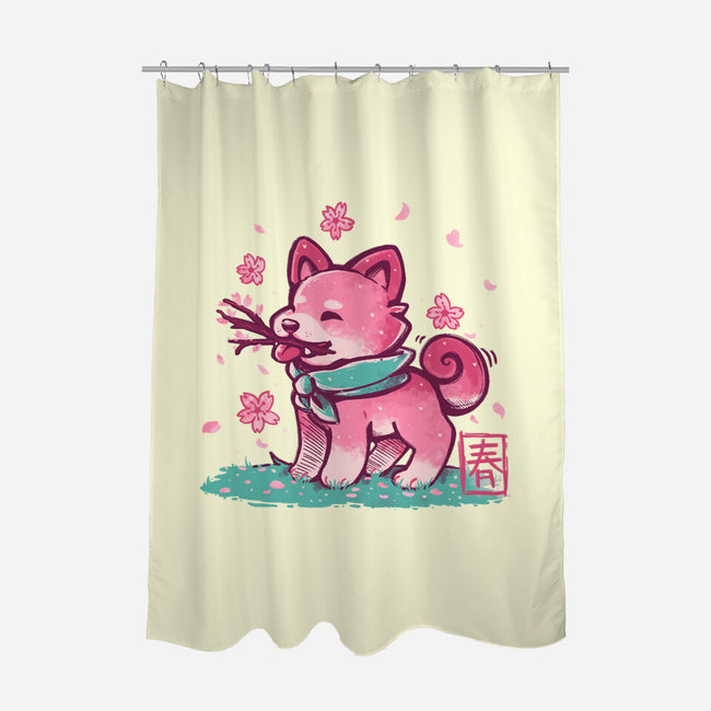 Spring Time Shiba-none polyester shower curtain-TechraNova