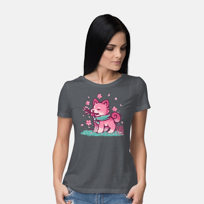 Spring Time Shiba-womens basic tee-TechraNova