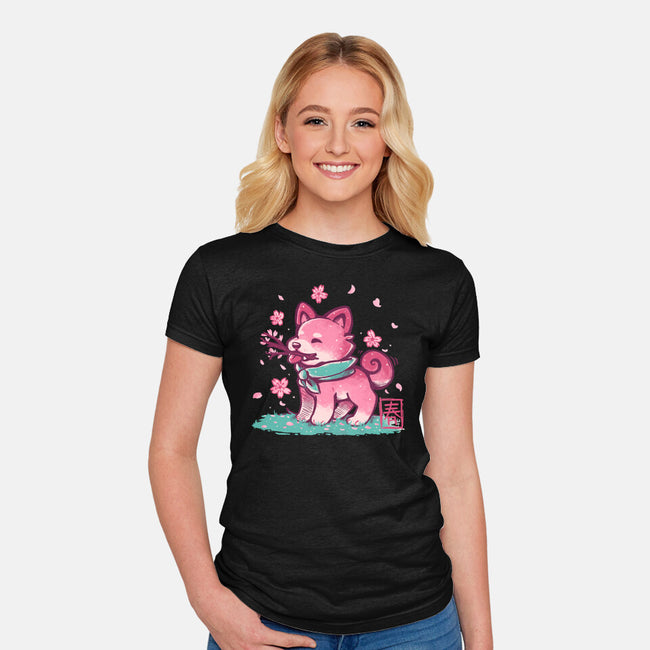 Spring Time Shiba-womens fitted tee-TechraNova