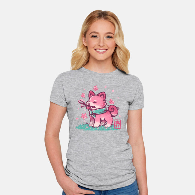 Spring Time Shiba-womens fitted tee-TechraNova
