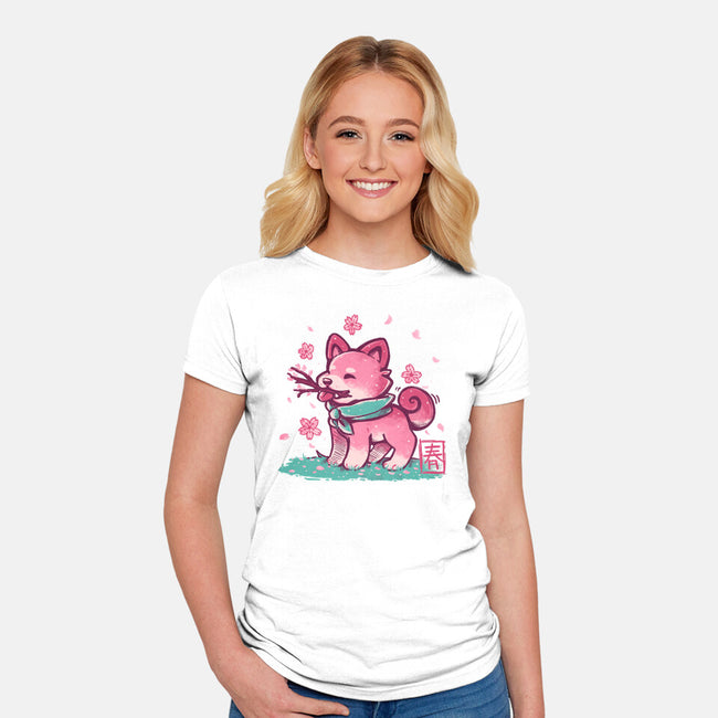 Spring Time Shiba-womens fitted tee-TechraNova