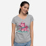Spring Time Shiba-womens v-neck tee-TechraNova