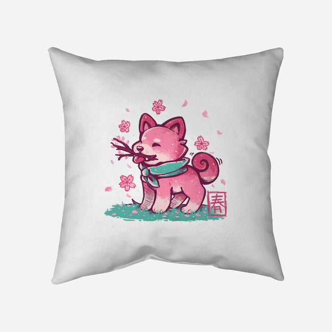 Spring Time Shiba-none removable cover w insert throw pillow-TechraNova