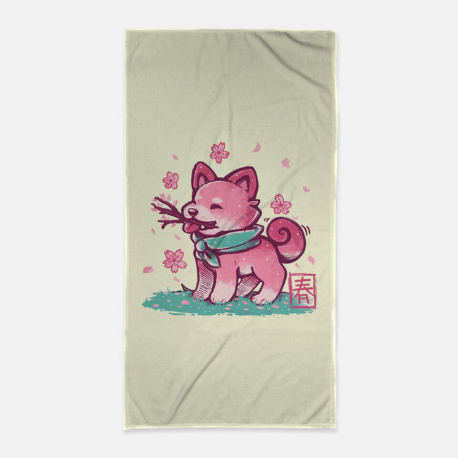 Spring Time Shiba-none beach towel-TechraNova