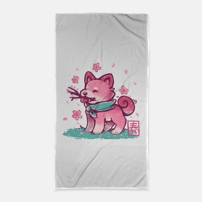 Spring Time Shiba-none beach towel-TechraNova