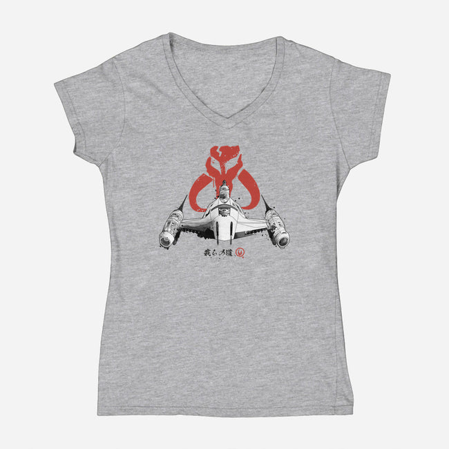 Ink Starfighter-womens v-neck tee-retrodivision
