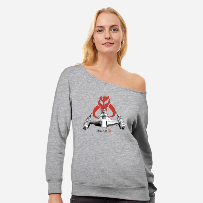 Ink Starfighter-womens off shoulder sweatshirt-retrodivision