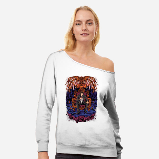 Eren's Throne-womens off shoulder sweatshirt-alanside