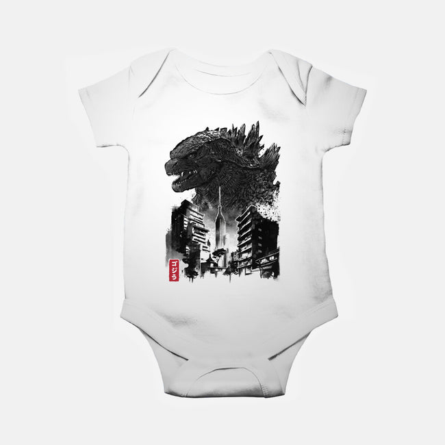 Godzilla Sumi-e-baby basic onesie-DrMonekers