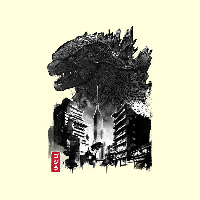 Godzilla Sumi-e-none removable cover w insert throw pillow-DrMonekers