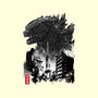 Godzilla Sumi-e-none removable cover w insert throw pillow-DrMonekers