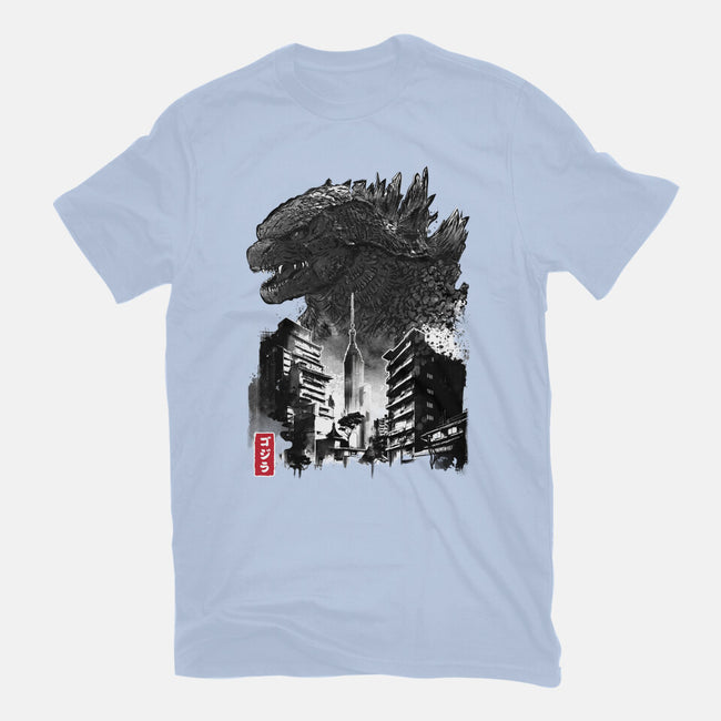 Godzilla Sumi-e-womens basic tee-DrMonekers