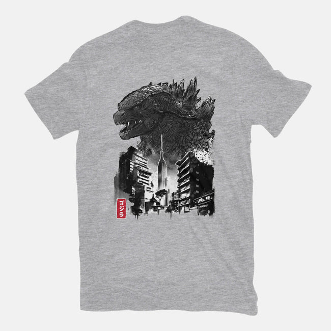 Godzilla Sumi-e-womens basic tee-DrMonekers