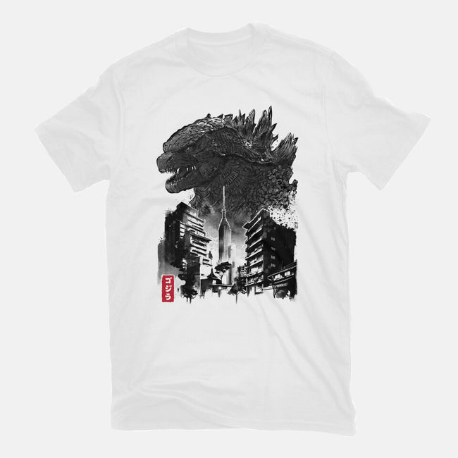 Godzilla Sumi-e-womens basic tee-DrMonekers