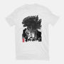 Godzilla Sumi-e-womens fitted tee-DrMonekers