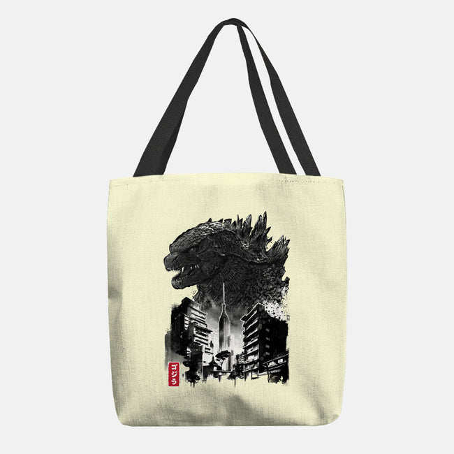 Godzilla Sumi-e-none basic tote bag-DrMonekers