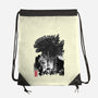 Godzilla Sumi-e-none drawstring bag-DrMonekers